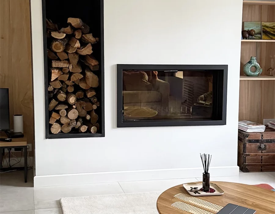 Porte vitrée de cheminée morderne - CDH Vision Flammes en Gironde
