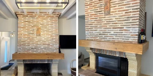 Fermeture d'une ancienne cheminée avec une porte vitrée sur mesure